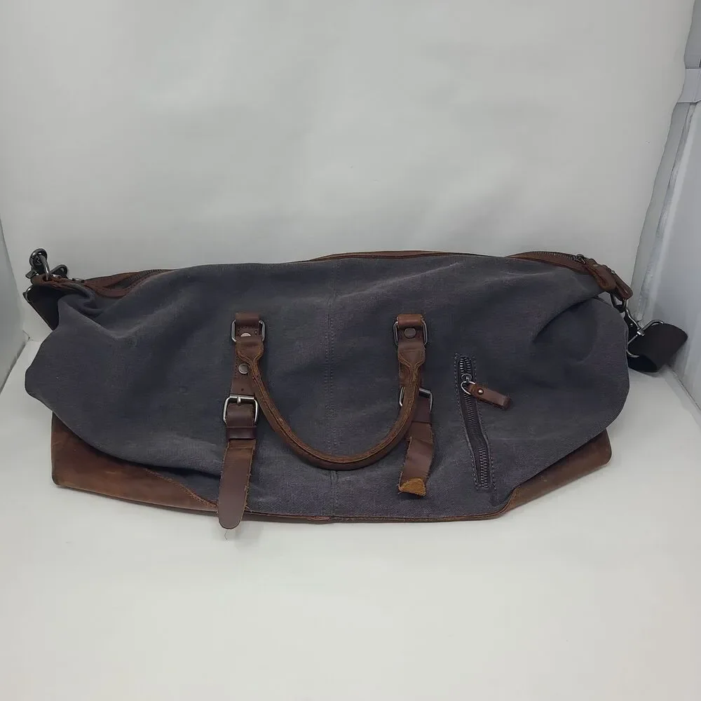 BLUBOON Waxed Canvas Leather Weekender Duffel Travel Bag Carry  On Large